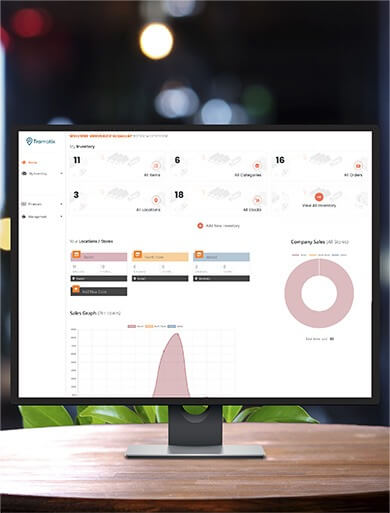 A company dashboard that gives you the ability to manage multiple stores, manage company employees, view reports, and view sales graphs for each store